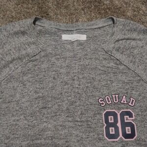 Harper & Elliott Women's "Squad 86" Long Sleeve Top Gray Pink Graphic Size XL